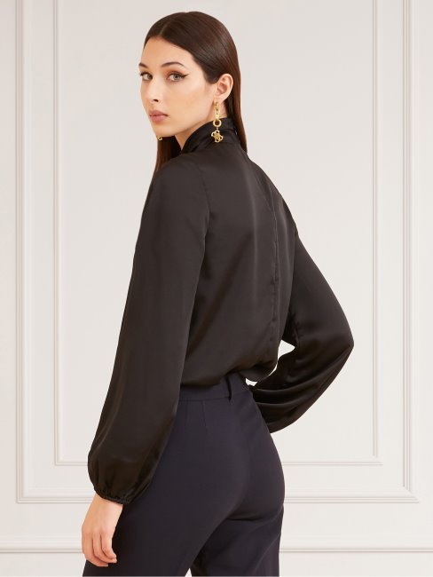 Chemisier En Satin Marciano Noir Guess
