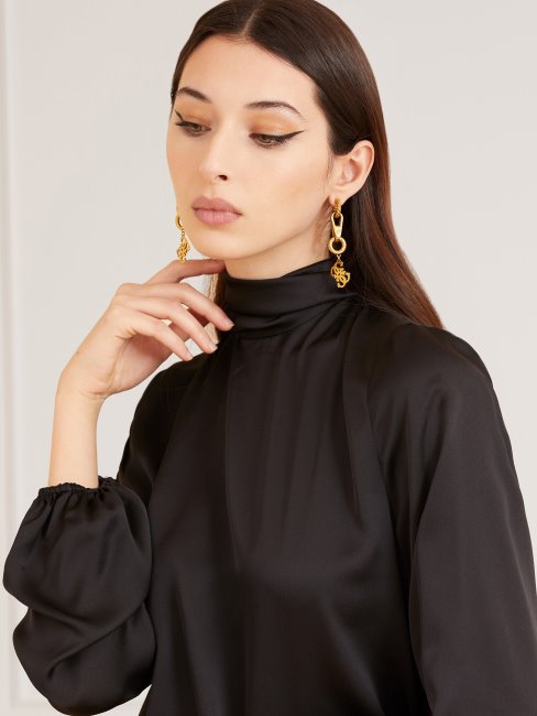 Chemisier En Satin Marciano Noir Guess