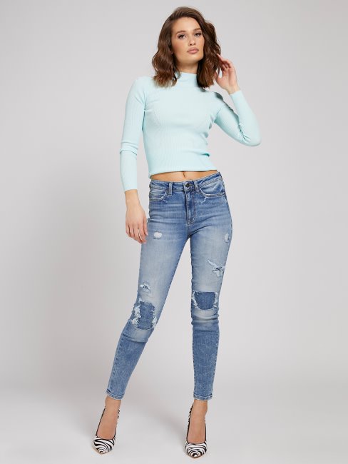 Guess Pull à Col Roulé En Viscose Mélangée Vert