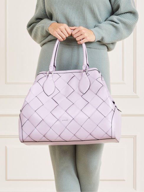 Giorgia Grand Sac à Main De Luxe En Cuir Véritable Lilas Guess