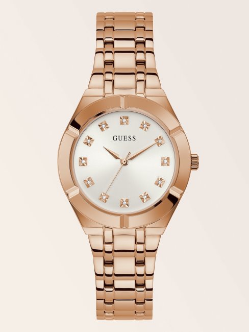 Montre Guess En Or Rose Et Acier à Cristaux