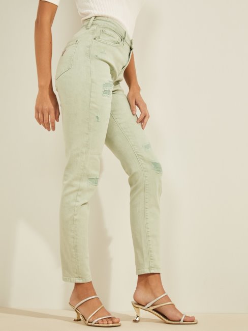 Pantalon Denim Coupe Skinny Abrasions Bleu Guess