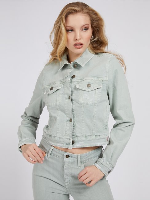Guess Veste Coupe Classique En Jean Vert Multi