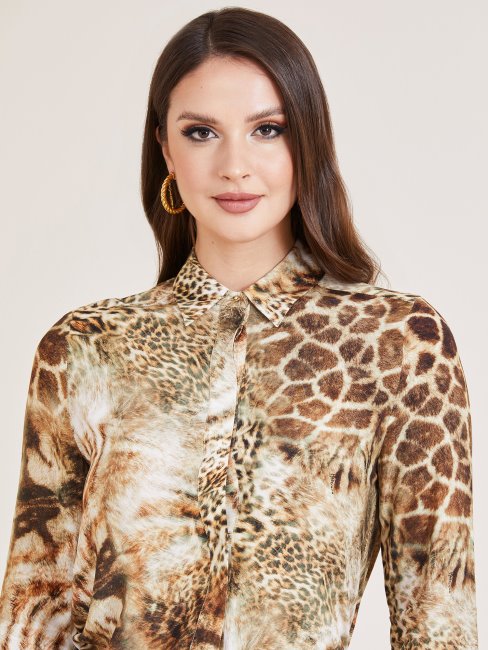 Chemise Imprimé Animalier Marciano Multi Beige Guess