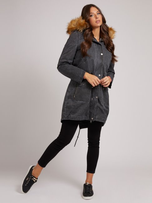 Parka Avec Capuche En Fausse Fourrure Guess Noir