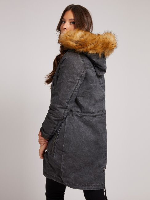 Parka Avec Capuche En Fausse Fourrure Guess Noir