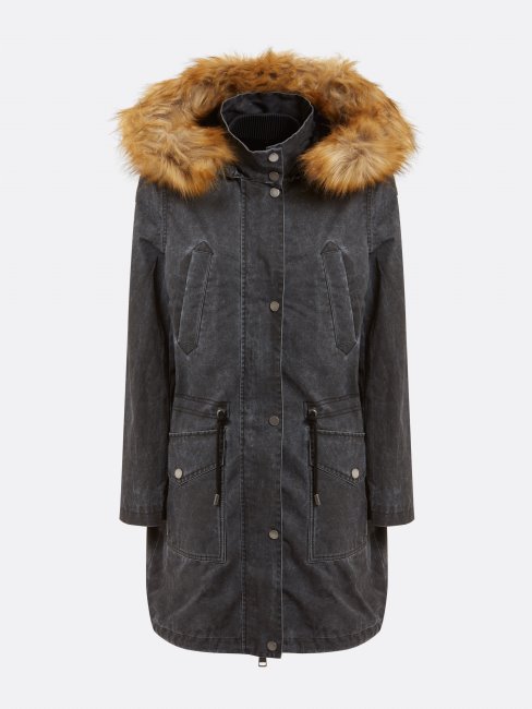 Parka Avec Capuche En Fausse Fourrure Guess Noir