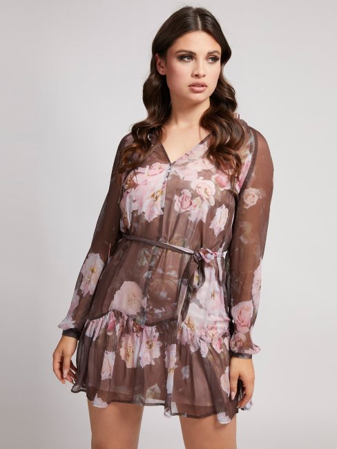 Robe Noire Froissée Imprimé Guess