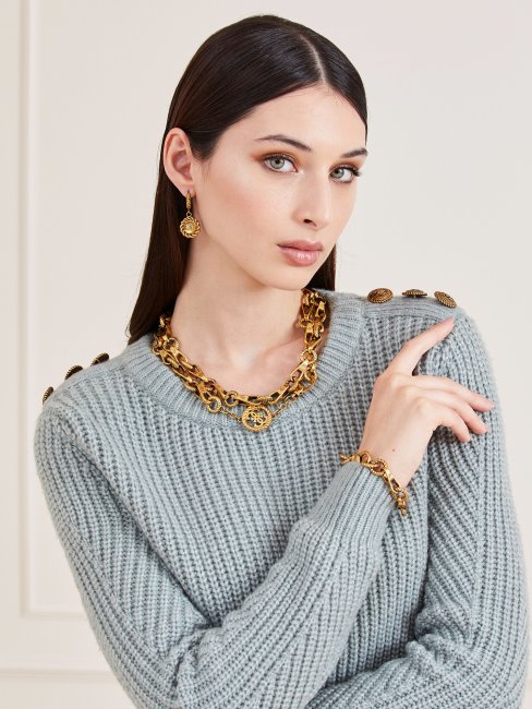 Pull En Laine Mélangée Marciano Gris Guess