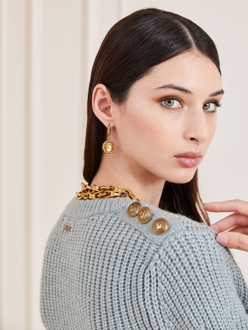 Pull En Laine Mélangée Marciano Gris Guess