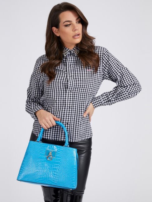 Sac à Main Guess Carabel Croco Bleu