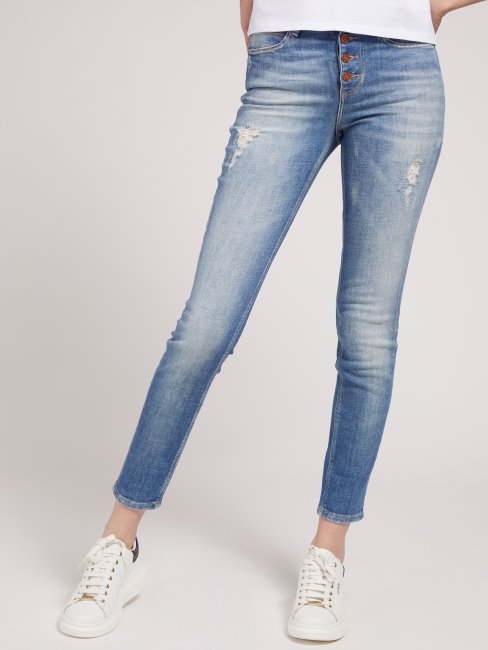 Pantalon Denim Coupe Skinny Bleu Guess New Trend