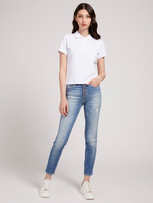Pantalon Denim Coupe Skinny Bleu Guess New Trend