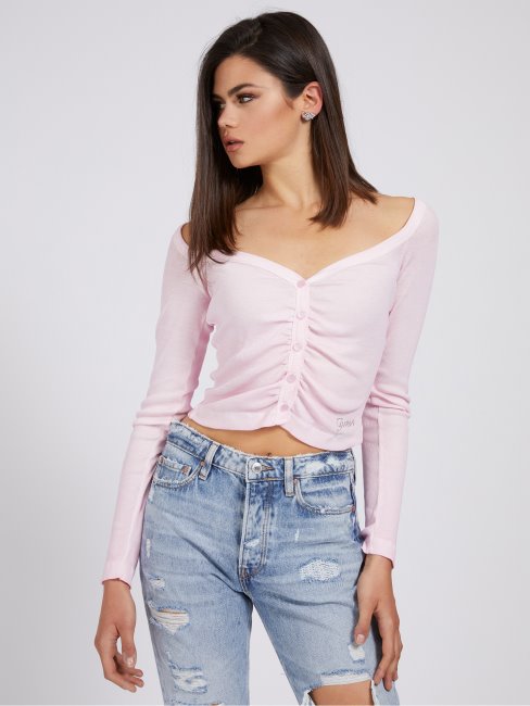 Top Rose Clair Boutonné Guess