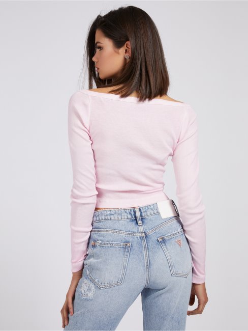 Top Rose Clair Boutonné Guess