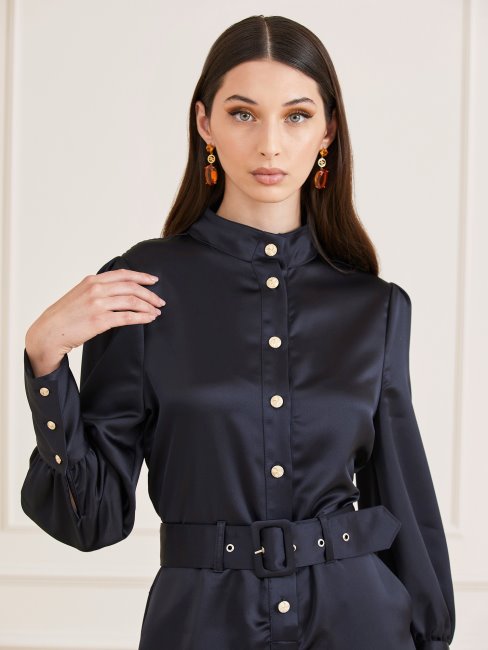 Combinaison Satin Ceinturée Marciano Bleu Guess