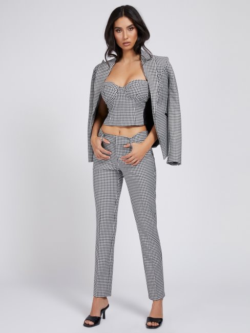 Guess Top Blanc Multi Carreaux Vichy