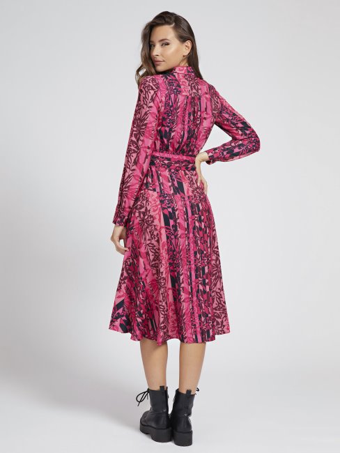 Robe Ceinturée Imprimée Guess Multi Rose
