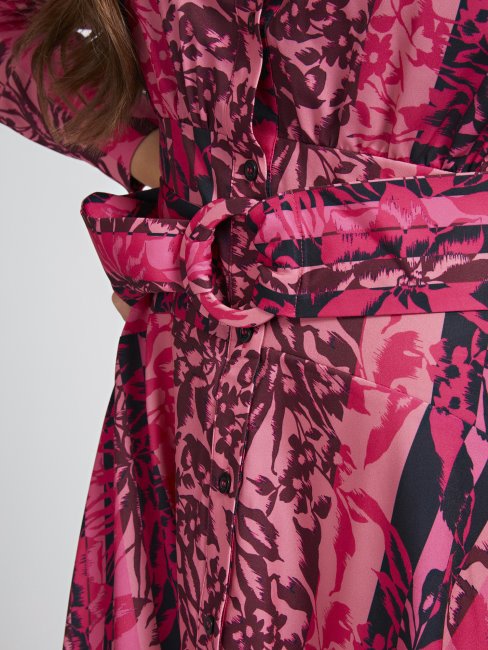 Robe Ceinturée Imprimée Guess Multi Rose