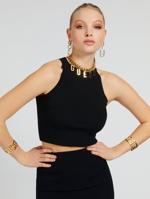 Crop Pull Top Noir Guess