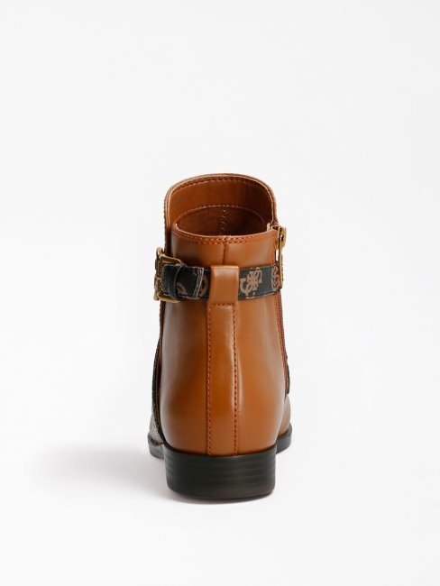 Bottines Floriza En Cuir Véritable Guess Marron