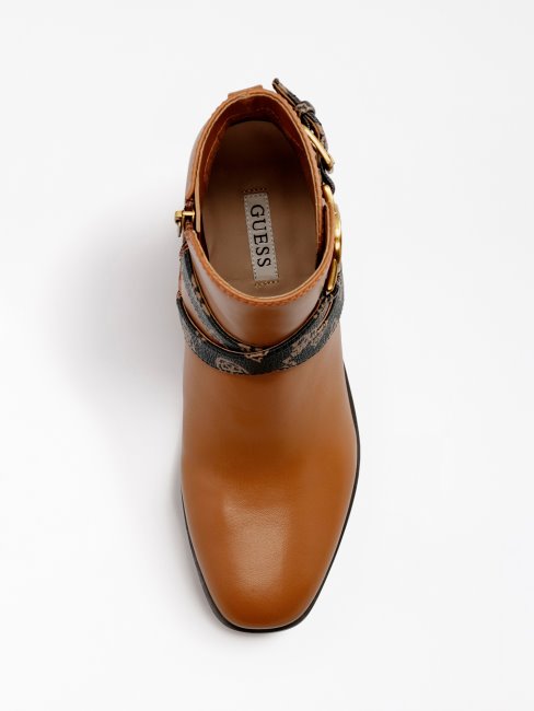 Bottines Floriza En Cuir Véritable Guess Marron