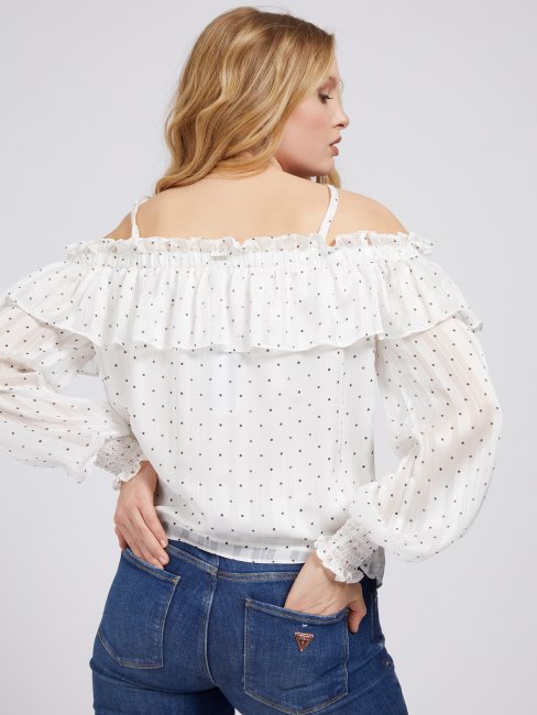 Chemisier à épaules Dénudées Blanc Multi Guess
