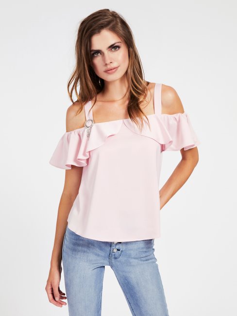 Top En Satin Rose à Boucle Fantaisie Guess