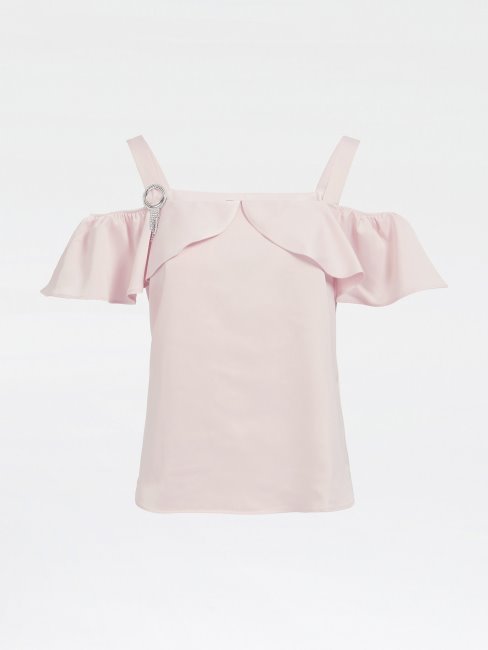 Top En Satin Rose à Boucle Fantaisie Guess