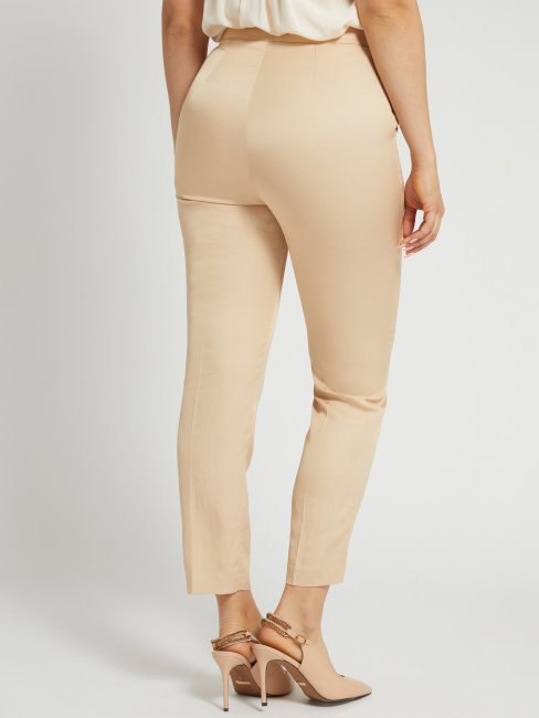 Guess Pantalon En Mélange De Lin Marciano Beige