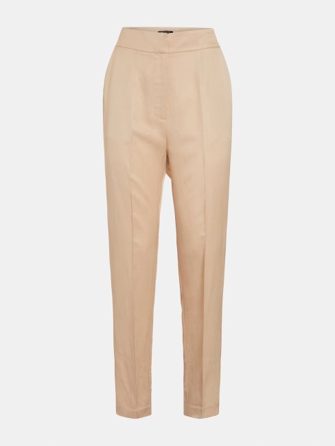 Guess Pantalon En Mélange De Lin Marciano Beige