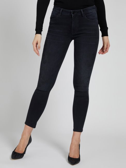 Pantalon Denim Coupe Skinny Imprimé Guess Noir