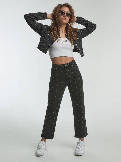 Veste Courte En Jean à Pois Guess Noir