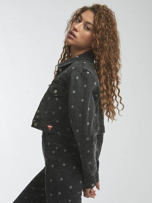 Veste Courte En Jean à Pois Guess Noir