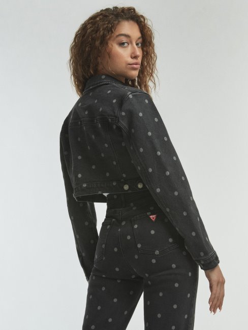 Veste Courte En Jean à Pois Guess Noir