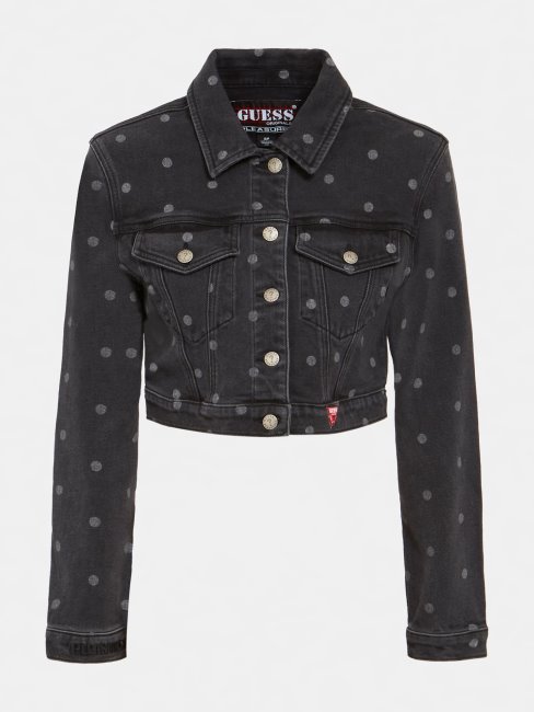 Veste Courte En Jean à Pois Guess Noir
