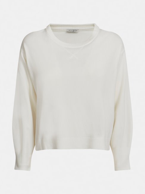 Pull à Logo Imprimé Placé Blanc Guess