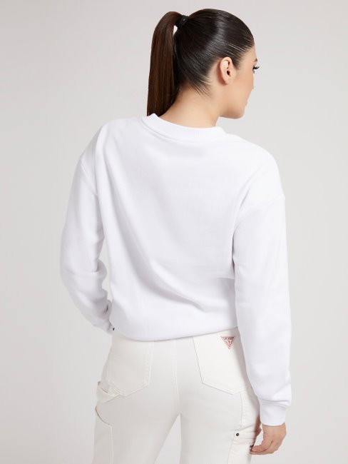 Sweat Blanc à Logo Devant Guess