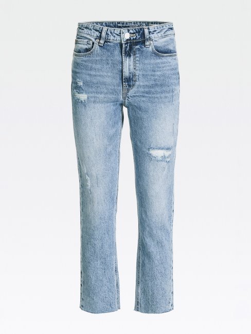 Pantalon Denim Coupe Décontractée Destroy Guess Bleu Clair
