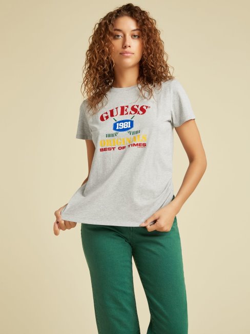 T-shirt à Logo Sur Le Devant Gris Guess