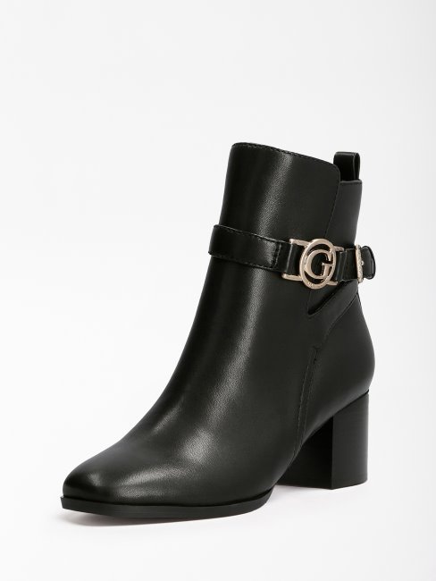 Guess Noir Pertea Bottine En Cuir Véritable