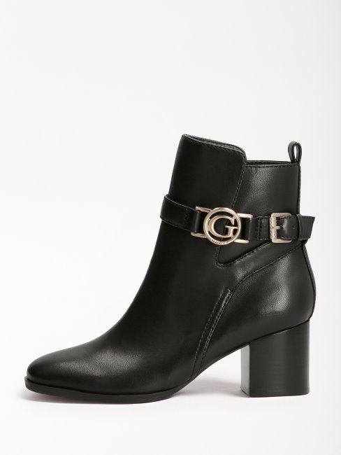 Guess Noir Pertea Bottine En Cuir Véritable