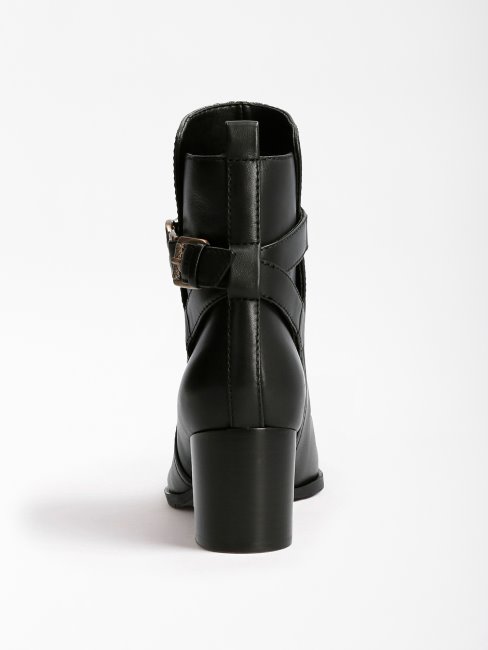 Guess Noir Pertea Bottine En Cuir Véritable