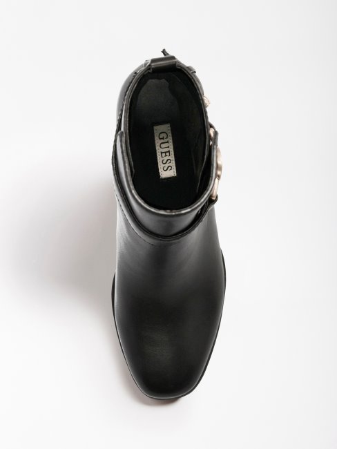 Guess Noir Pertea Bottine En Cuir Véritable