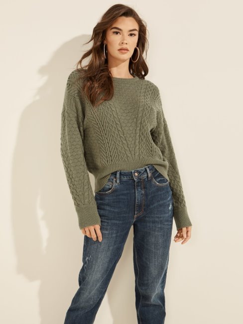 Guess Pull à Torsades Vert