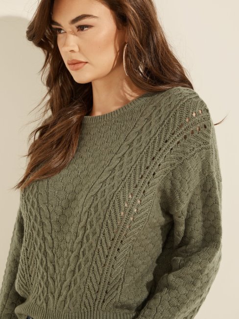 Guess Pull à Torsades Vert