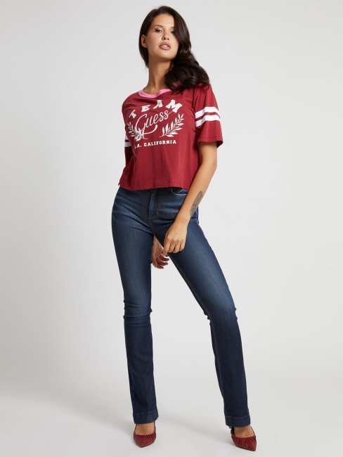 T-shirt Crop Brodé Guess Rouge
