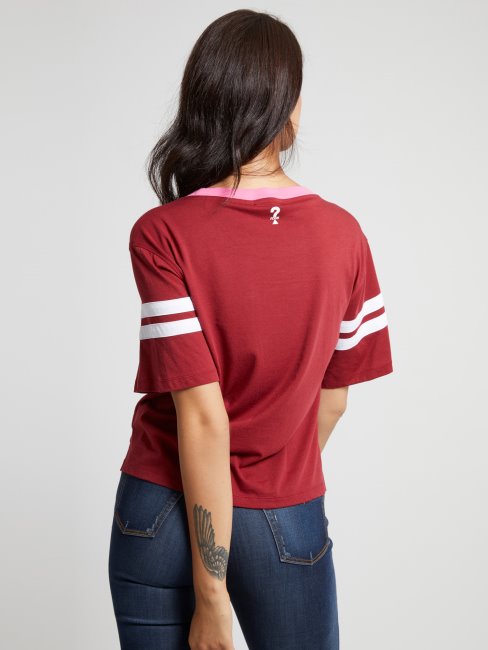 T-shirt Crop Brodé Guess Rouge