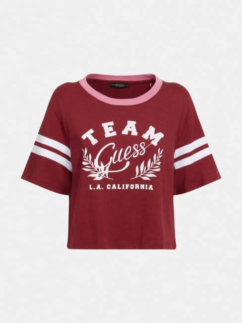 T-shirt Crop Brodé Guess Rouge