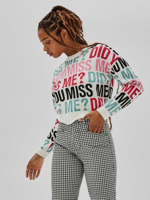 Pull Blanc Imprimé All-over Guess